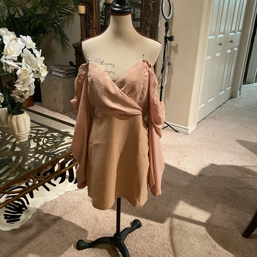 Fashionova beige strapless dress #198